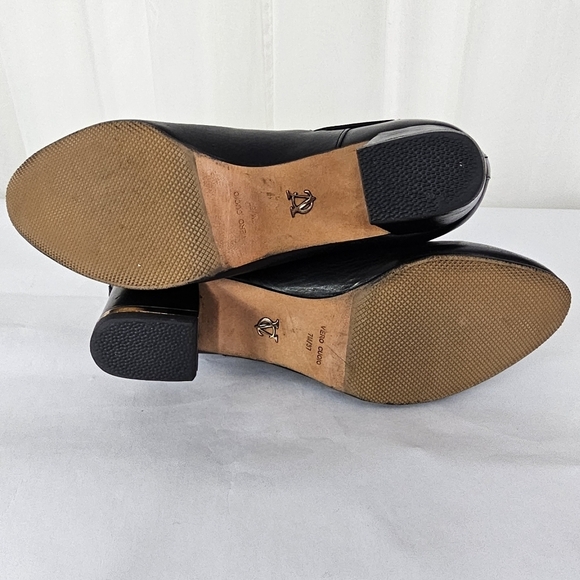 Vince Camuto Signature black leather ankle bootie metallic heel Size 7 - Picture 9 of 10